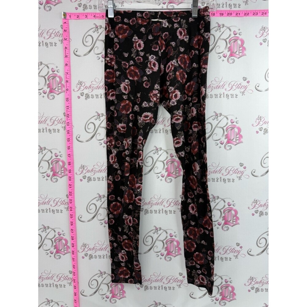 Garage leggings tights flowers red wine Black Leggings with Rose Floral Print